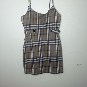 Checkered pattern dress.